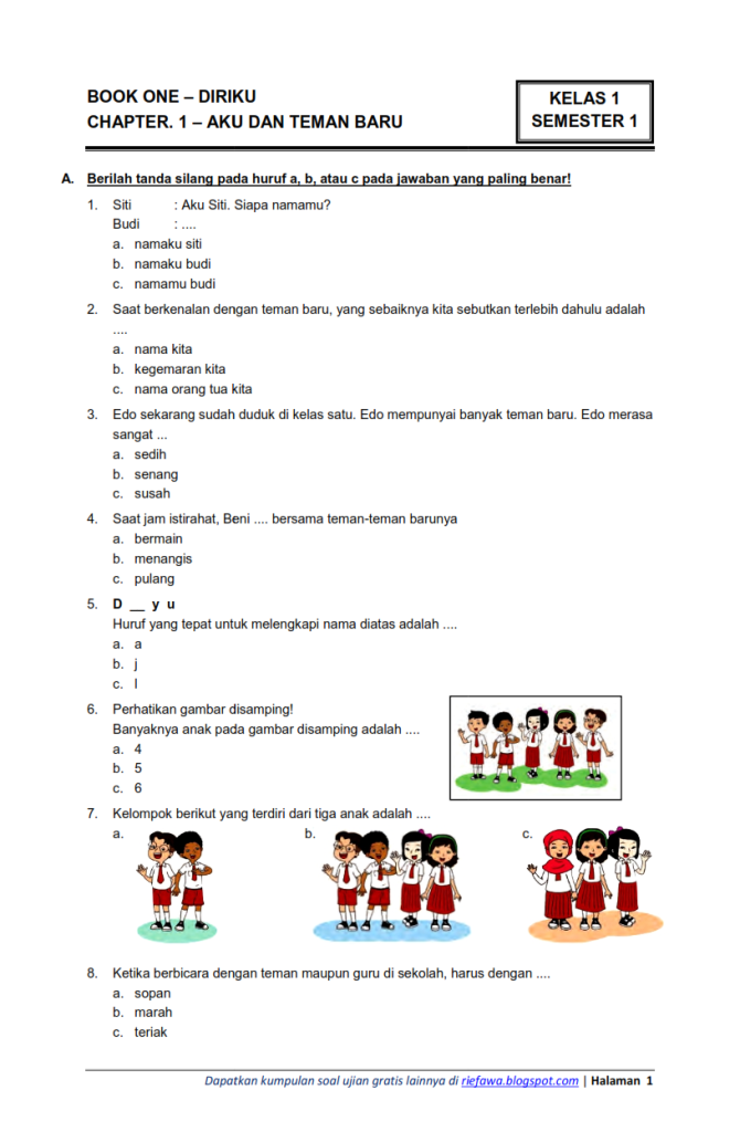 Siap Tempur di Tema 5! Download Soal Tematik Kelas 1 Edisi Terbaru untuk Kemenangan Belajar