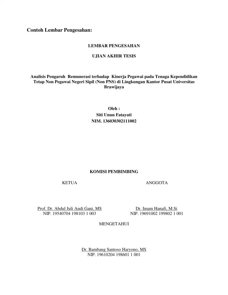 Lembar Pengesahan Contoh Format Fungsi dan Cara Membuat - Dosen