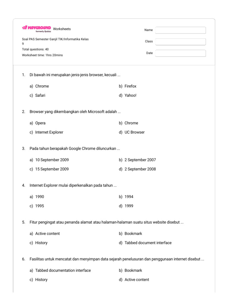 Soal PAS TIK Kelas 9 Semester Ganjil PDF
