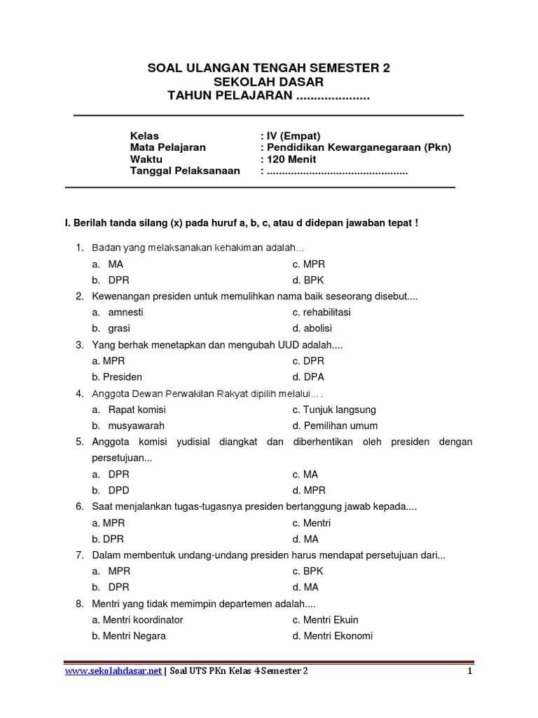 Akhirnya Terungkap Soal PKN Kelas 4 Semester 2 Kurikulum 2013 Versi Hanapi Bani 2026
