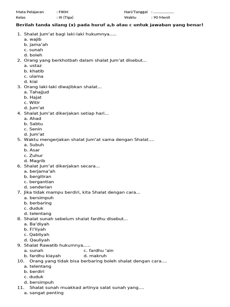 Rahasia Hanapi Bani: Soal Ujian Fiqih Kelas 2 MI Semester 1 yang Mengejutkan