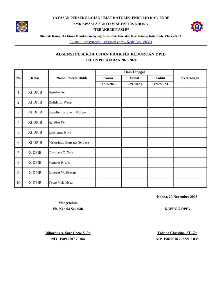 Absen Ujian Praktik PDF