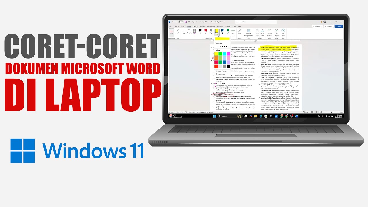 Cara Coret coret Dokumen Pada Microsoft Word Laptop - YouTube