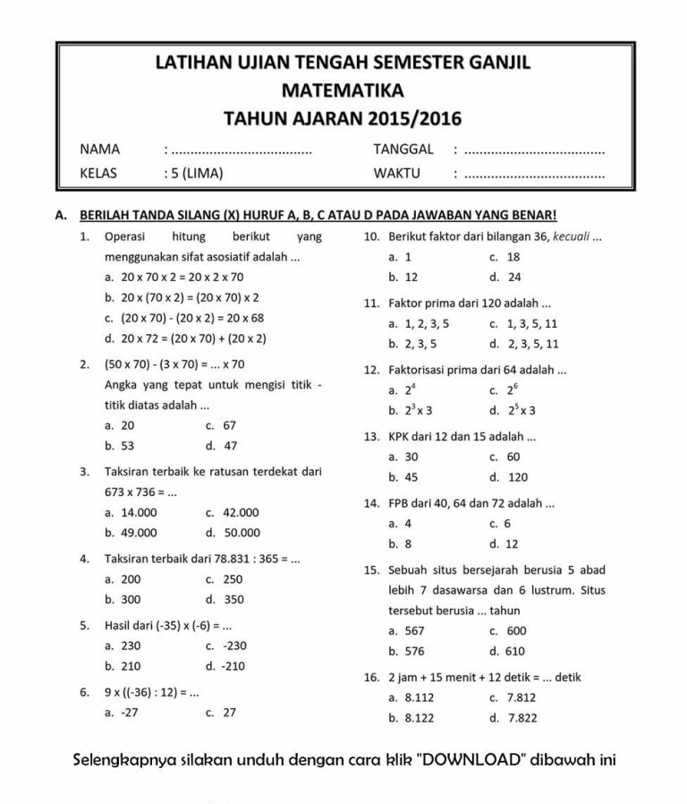 5 Alasan Wajib Punya Soal Matematika Semester 2 Kelas 3 yang Ternyata Bikin Nilai Naik Drastis