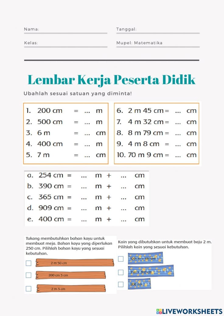 Urutan Satuan Panjang Online Exercise For Live Worksheets - Free Word