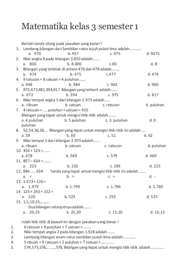5 Contoh Soal UAS Semester 1 Kelas 3 yang Wajib Dikuasai, Jangan Sampai Salah Belajar