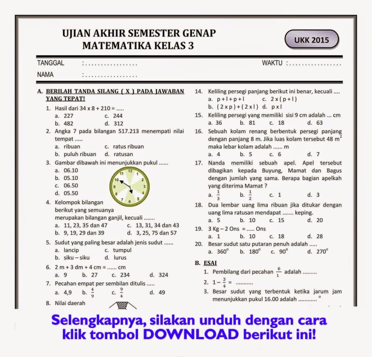 5 Contoh Soal UAS TIK Kelas 3 SD Semester Genap yang Wajib Dikuasai Siswa Agar Lulus