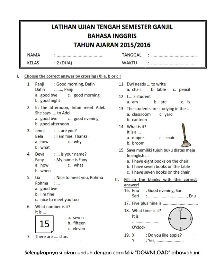 5 Contoh Soal Ujian Bahasa Inggris Kelas 3 SD Semester 2 yang Wajib Dikuasai Sebelum ASAT 2026