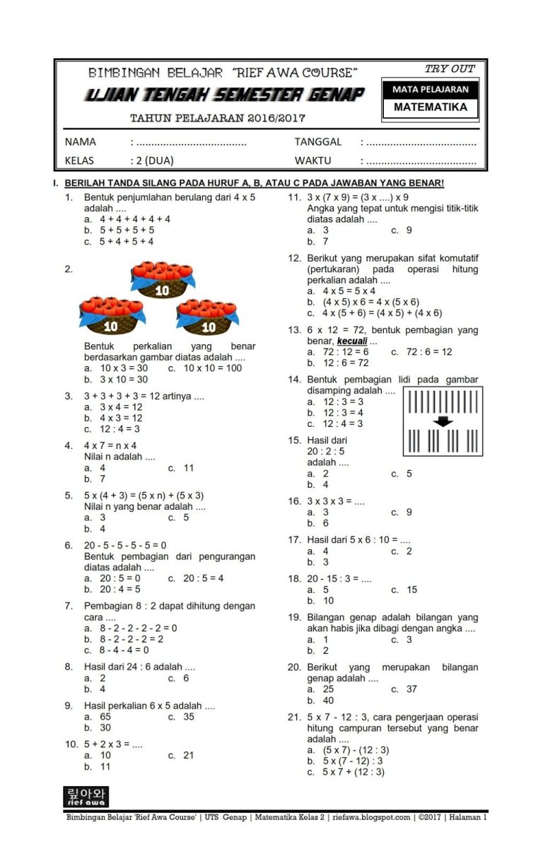 Akhirnya Terungkap 3 Fakta Penting dari Soal Kelas 2 Matematika Semester 2 yang Wajib Tahu