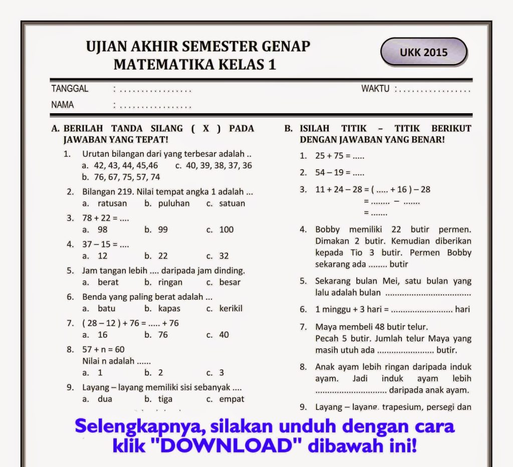 Siap Hadapi Ujian Akhir Semester! 5 Contoh Soal UAS Tematik 3 untuk Kelas 4 Semester 1 Wajib Dipelajari