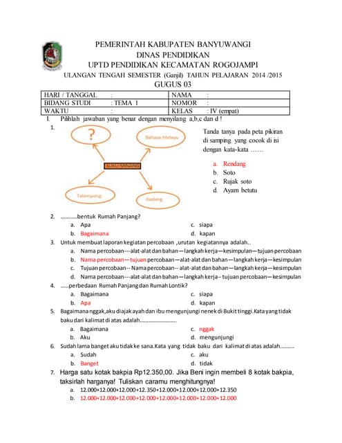 7 Rahasia Cepat Sukses UTS Kelas 4 Tema 1, download soal uts kelas 4 tema 1.doc Sekarang!