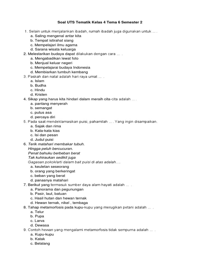 7 Rahasia Cepat Sukses UTS Kelas 4 Tema 6: download soal uts kelas 4 tema 6 Sekarang Juga