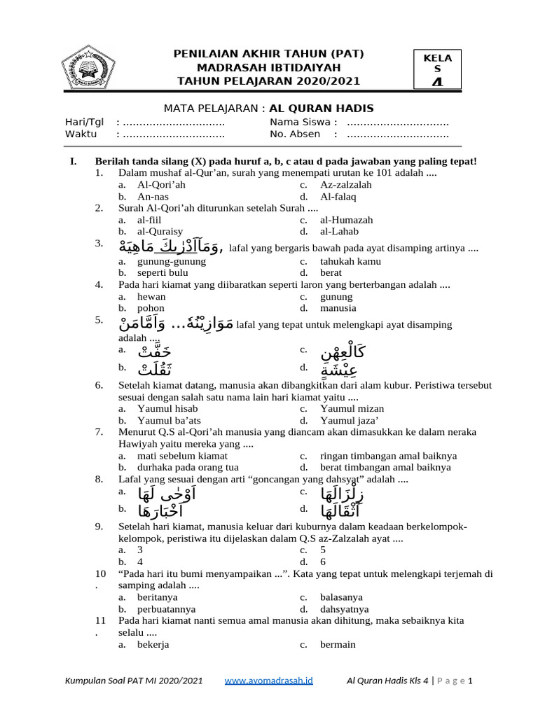 7 Rahasia Latihan Soal Alquran Hadits Kelas 4 yang Wajib Diketahui Sebelum Ujian 2026