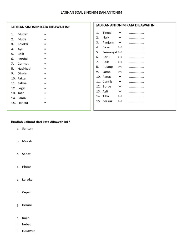 7 Rahasia Latihan Soal Antonim dan Sinonim Kelas 4 yang Bikin Anak Pintar Seketika