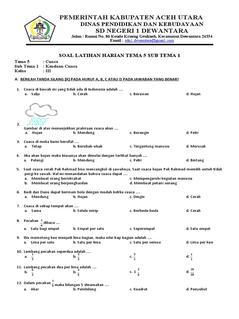 7 Rahasia Latihan Soal Kelas 3 SD Tema 5 tentang Cuaca yang Terbukti Naik Nilai Anak