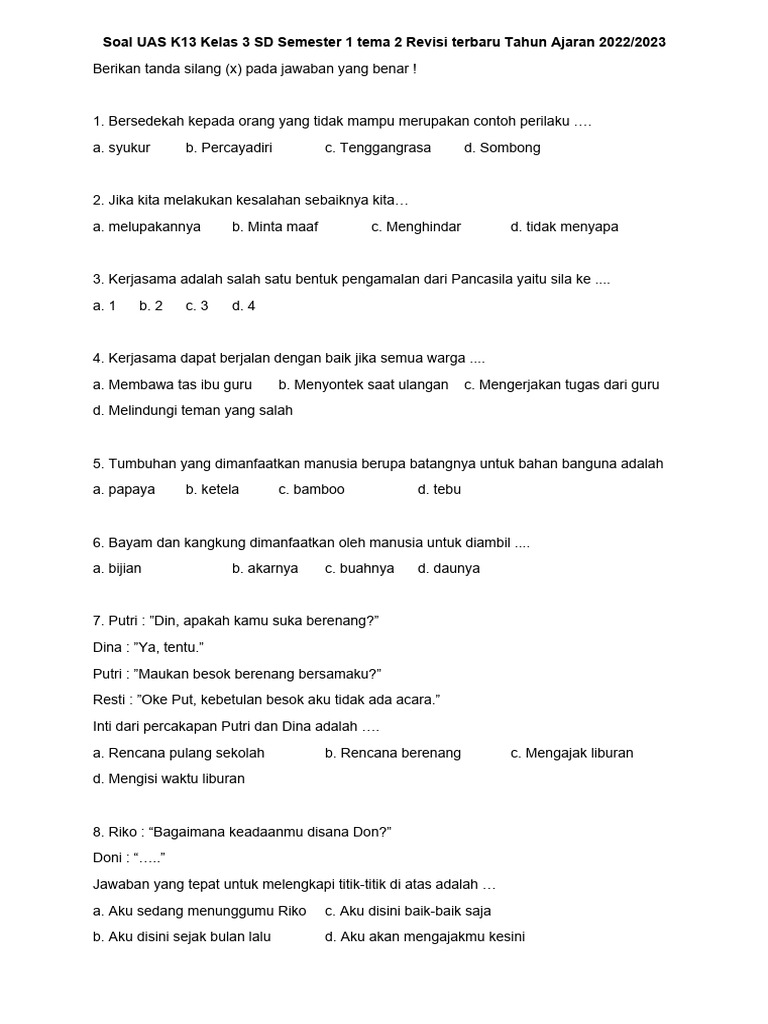 7 Tips Efektif Menguasai latihan soal kelas 3 sd tema 2 k13 Sebelum Ujian Akhir Tahun