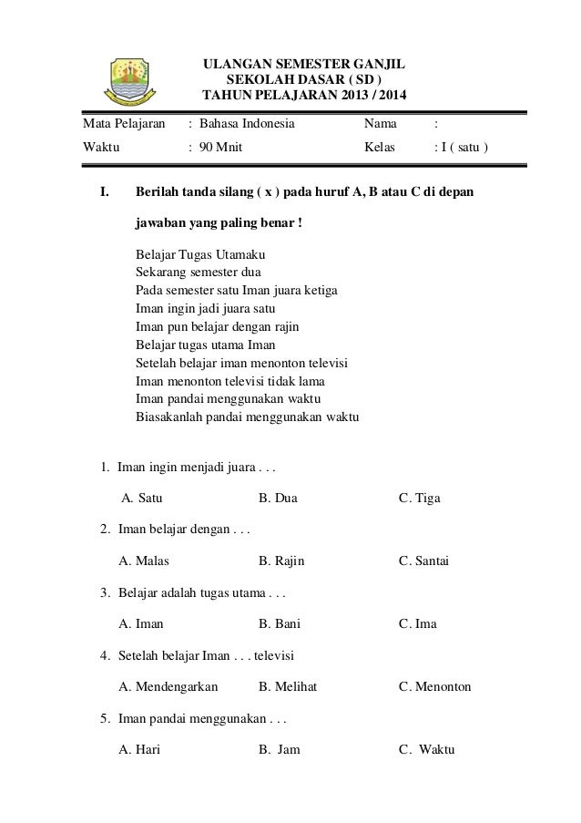 Persiapan Optimal Contoh Soal UAS 1 Kelas 3 SD yang Komprehensif dan