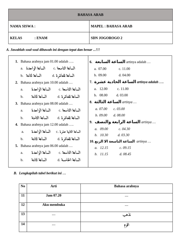 Terbukti Ampuh! 5 Cara Cepat Kuasai Latihan Soal Kelas 3 SD Bahasa Arab Semester 1 2019