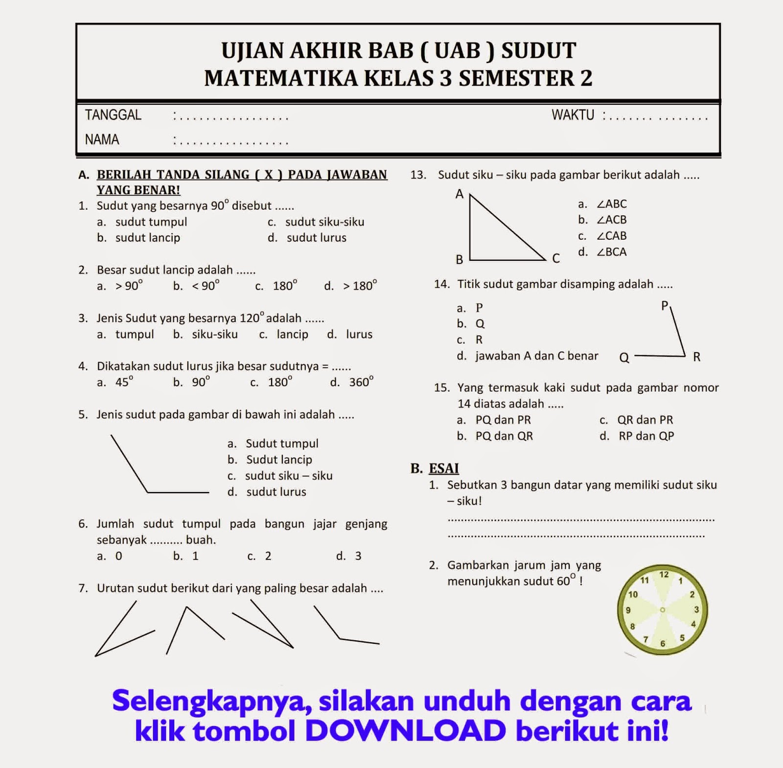 Menguji Pemahaman Mendalam Contoh Soal UAS Semester 2 Kelas 1 SD Tema Menguji Pemahaman Mendalam Contoh Soal UAS Semester 2 Kelas 1 SD Tema