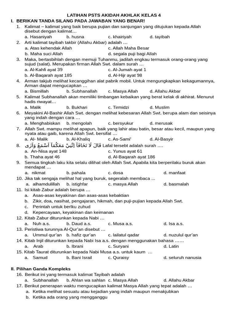 Ternyata Ini Rahasia Jitu Kuasai Latihan Soal Aqidah Akhlaq Kelas 4 yang Jarang Diketahui