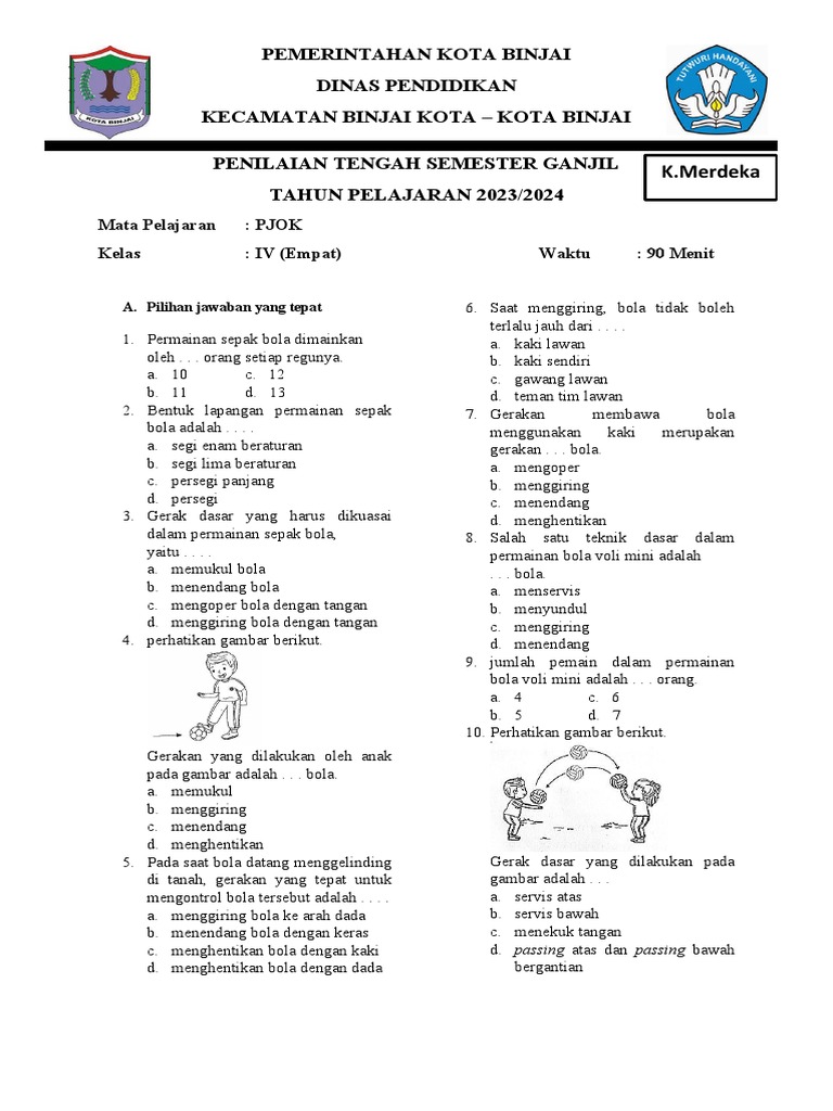 Lulus UTS PJOK Kelas 4 Semester 1 dengan download soal uts pjok sd kelas 4 semester 1!