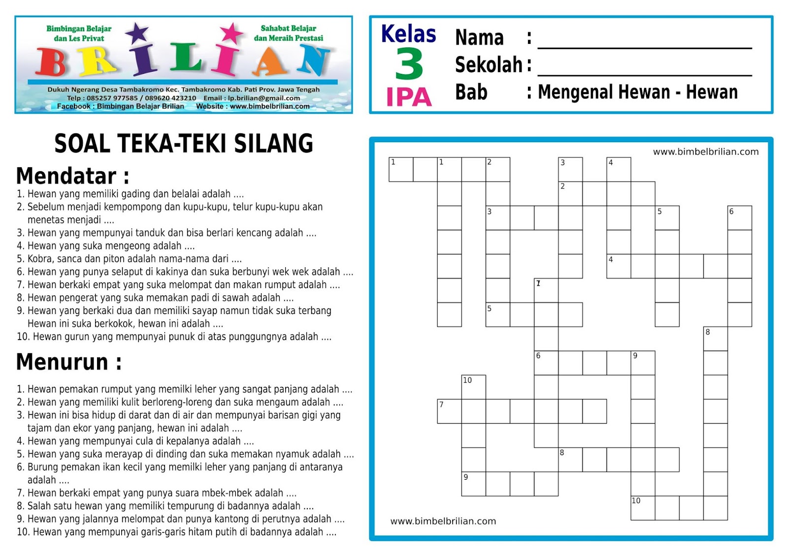 Rahasia Belajar Seru dengan Soal Teka Teki Silang Fiqih Kelas 3 MI yang Wajib Dicoba