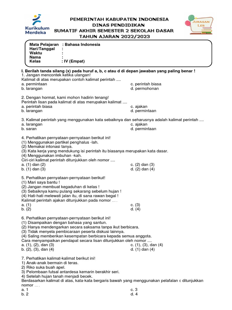 Rahasia Nilai Sempurna Segera Download Soal UTS Bahasa Indonesia Kelas 4 Semester 2 Rahasia Nilai Sempurna Segera Download Soal UTS Bahasa Indonesia Kelas 4 Semester 2