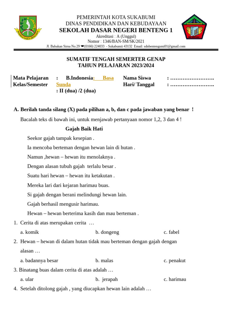 Rahasia Nilai Sempurna dengan Latihan Soal Bahasa Sunda Kelas 2 Semester 2 Terbaru