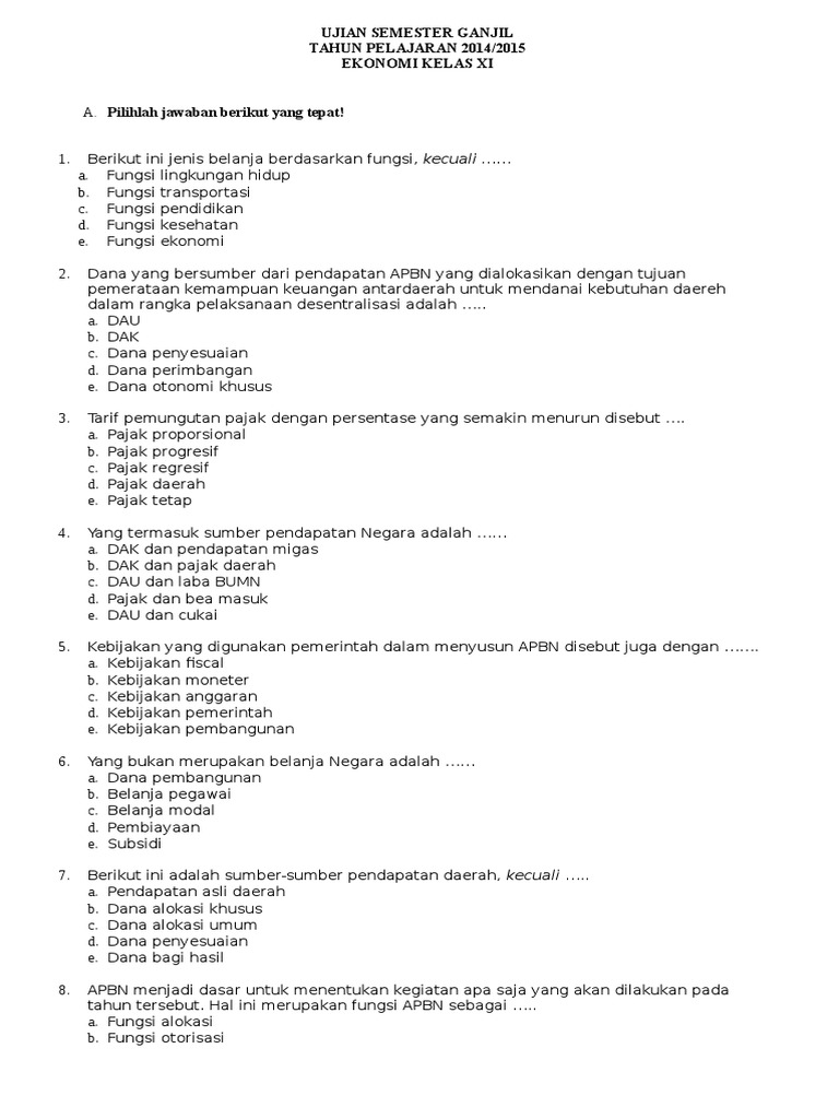 Wajib Tahu Contoh Soal Ekonomi Kelas 11 Semester 2 Agar Lulus Ujian Tahun Ini