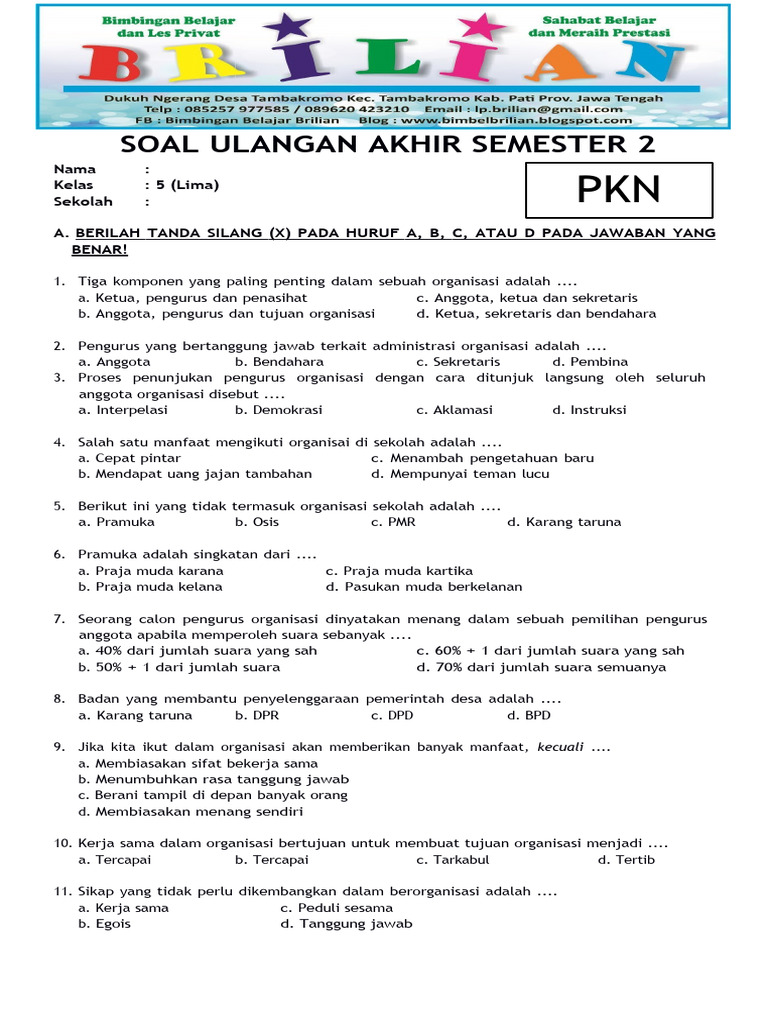 Wajib Tahu! Kumpulan Soal UTS PKN Kelas 5 Semester 2 Agar Nilai Siswa Melonjak Drastis